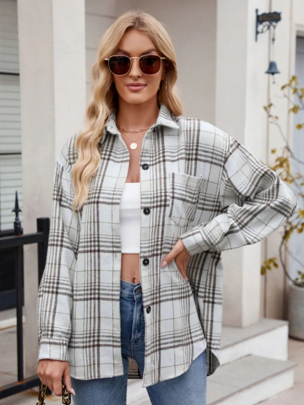 Thousand bird plaid button down flannel shirt - V.I.P Digital Presence