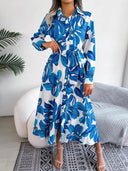 Tied Button Up Long Sleeve Dress - V.I.P Digital Presence