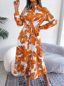 Tied Button Up Long Sleeve Dress - V.I.P Digital Presence