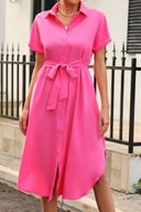 Tied Button Up Shirt Dress - V.I.P Digital Presence