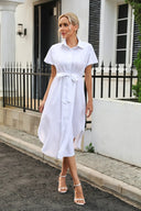 Tied Button Up Shirt Dress - V.I.P Digital Presence