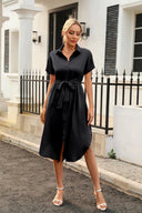 Tied Button Up Shirt Dress - V.I.P Digital Presence