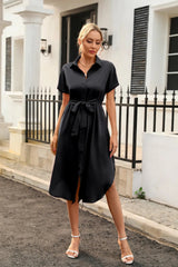 Tied Button Up Shirt Dress - V.I.P Digital Presence