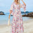 Tied Printed Three-Quarter Sleeve Midi Dress - V.I.P Digital Presence