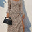 Tied Slit Printed Long Sleeve Midi Dress - V.I.P Digital Presence