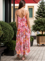 Tiered Printed V-Neck Sleeveless Dress - V.I.P Digital Presence