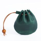 Top layer cowhide drawstring zero wallet Vintage leather coin bag Storage bag Bundle pocket bag Casual handheld small wallet - V.I.P Digital Presence