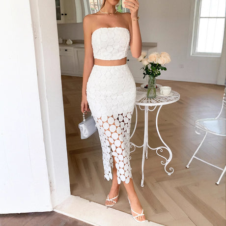 Two piece set of strapless vest hip hugging skirt - V.I.P Digital Presence