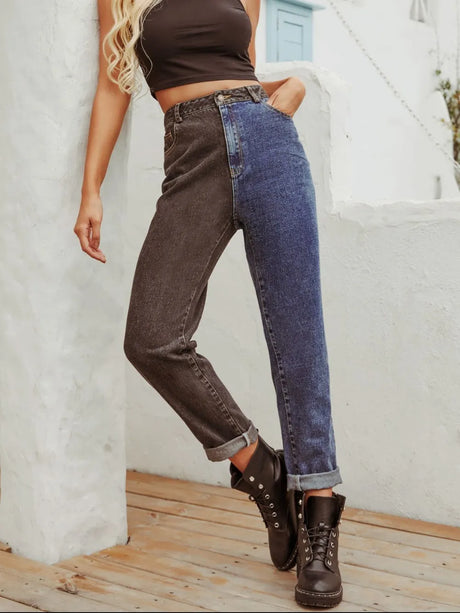 Two Tone Straight Leg Jeans - V.I.P Digital Presence