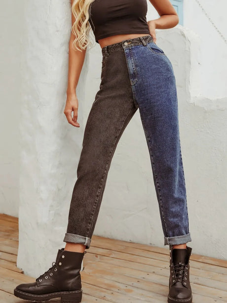 Two Tone Straight Leg Jeans - V.I.P Digital Presence
