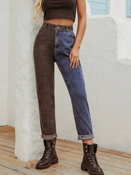 Two Tone Straight Leg Jeans - V.I.P Digital Presence