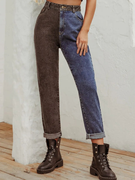 Two Tone Straight Leg Jeans - V.I.P Digital Presence