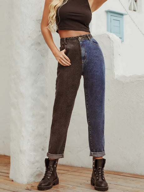 Two Tone Straight Leg Jeans - V.I.P Digital Presence