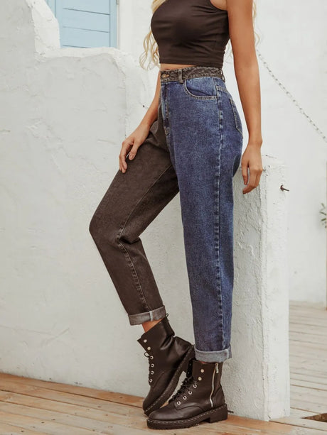 Two Tone Straight Leg Jeans - V.I.P Digital Presence