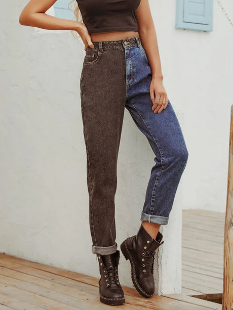 Two Tone Straight Leg Jeans - V.I.P Digital Presence