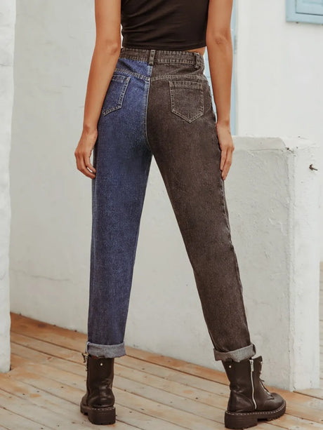 Two Tone Straight Leg Jeans - V.I.P Digital Presence