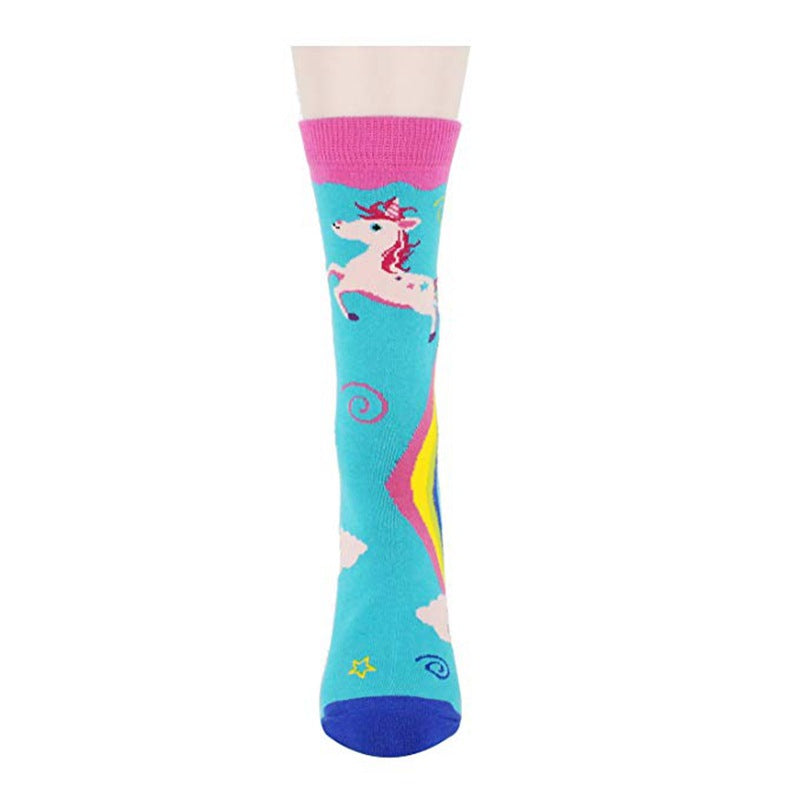 Unicorn Rainbow Printing Autumn And Winter Leisure In The Tube Sports Holiday Gift Socks - V.I.P Digital Presence