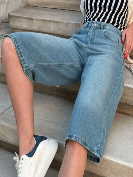Urban casual regular washed loose women's denim pants - V.I.P Digital Presence