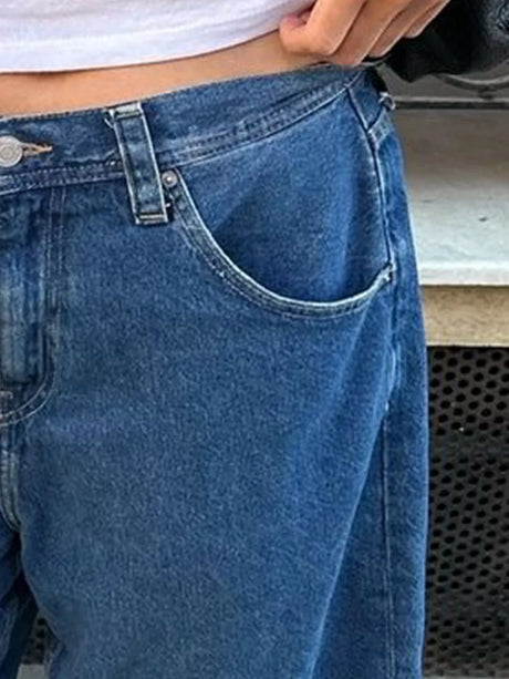 Urban casual regular washed loose women's denim pants - V.I.P Digital Presence