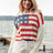 US Flag Boat Neck Long Sleeve Knit Top - V.I.P Digital Presence
