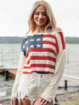 US Flag Boat Neck Long Sleeve Knit Top - V.I.P Digital Presence