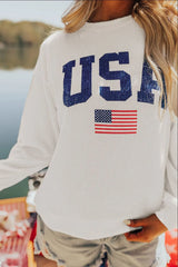 US Flag Corded Long Sleeve Sweatshirt - V.I.P Digital Presence