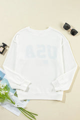US Flag Corded Long Sleeve Sweatshirt - V.I.P Digital Presence
