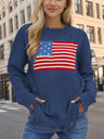 US Flag Distressed Round Neck Long Sleeve Sweater - V.I.P Digital Presence