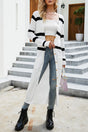 V-neck black and white striped knitted cardigan for women - V.I.P Digital Presence