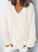 V-Neck Dropped Shoulder Sweater - V.I.P Digital Presence