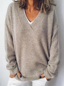 V-Neck Dropped Shoulder Sweater - V.I.P Digital Presence