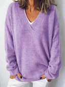 V-Neck Dropped Shoulder Sweater - V.I.P Digital Presence