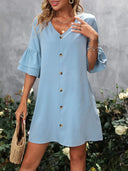 V-Neck Half Sleeve Mini Dress - V.I.P Digital Presence