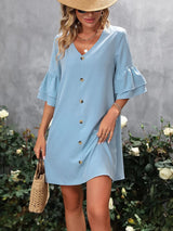 V-Neck Half Sleeve Mini Dress - V.I.P Digital Presence
