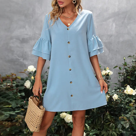 V-Neck Half Sleeve Mini Dress - V.I.P Digital Presence