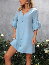 V-Neck Half Sleeve Mini Dress - V.I.P Digital Presence