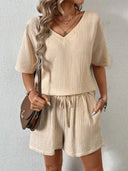 V-Neck Half Sleeve Top and Shorts Set - V.I.P Digital Presence