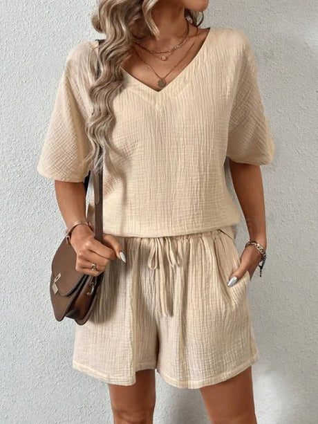 V-Neck Half Sleeve Top and Shorts Set - V.I.P Digital Presence