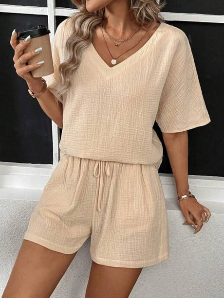 V-Neck Half Sleeve Top and Shorts Set - V.I.P Digital Presence