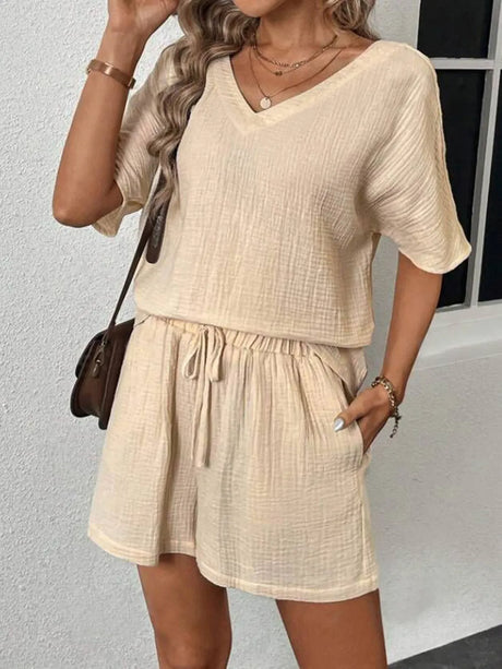 V-Neck Half Sleeve Top and Shorts Set - V.I.P Digital Presence
