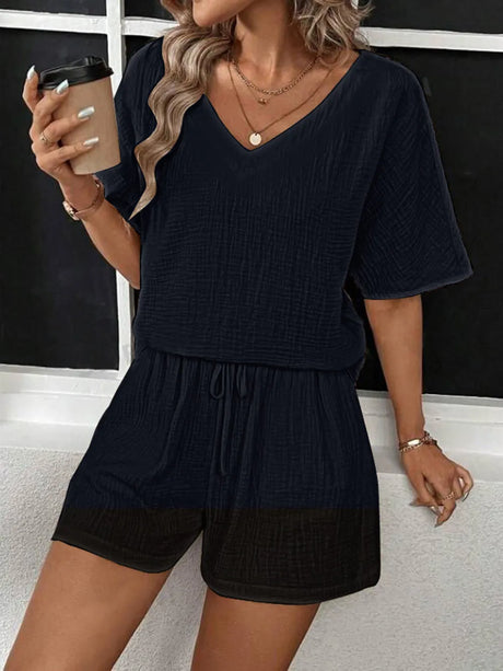V-Neck Half Sleeve Top and Shorts Set - V.I.P Digital Presence