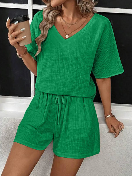 V-Neck Half Sleeve Top and Shorts Set - V.I.P Digital Presence