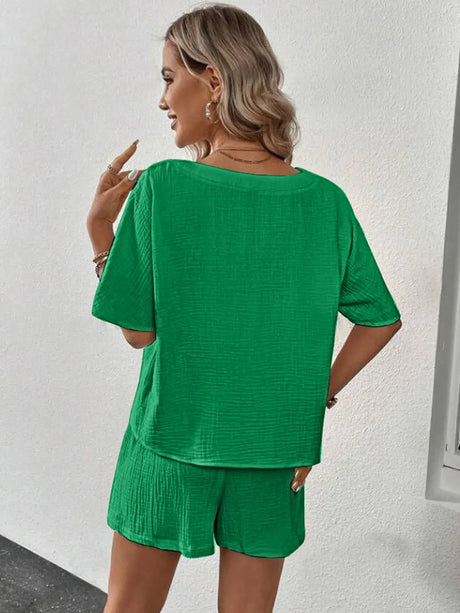 V-Neck Half Sleeve Top and Shorts Set - V.I.P Digital Presence