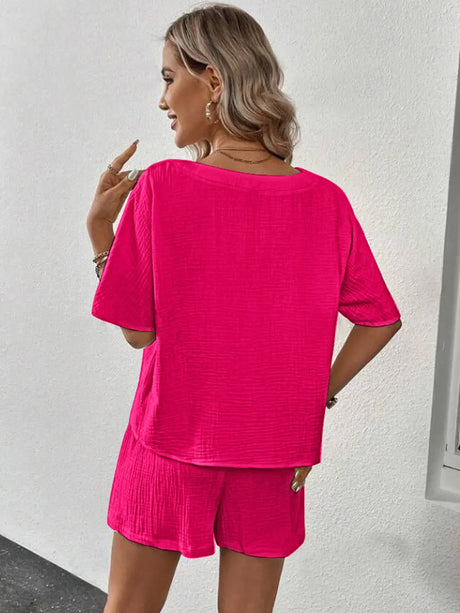 V-Neck Half Sleeve Top and Shorts Set - V.I.P Digital Presence
