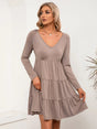 V-Neck Long Sleeve Tiered Dress - V.I.P Digital Presence
