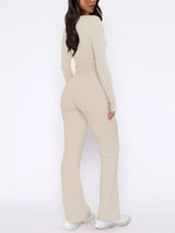 V-Neck Long Sleeve Top and Pants Set - V.I.P Digital Presence