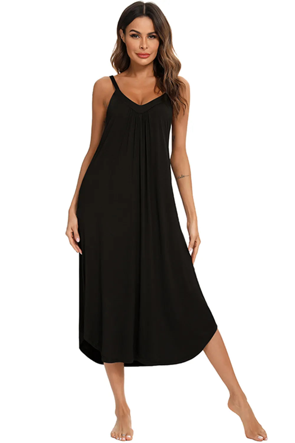 V-Neck Midi Lounge Dress - V.I.P Digital Presence