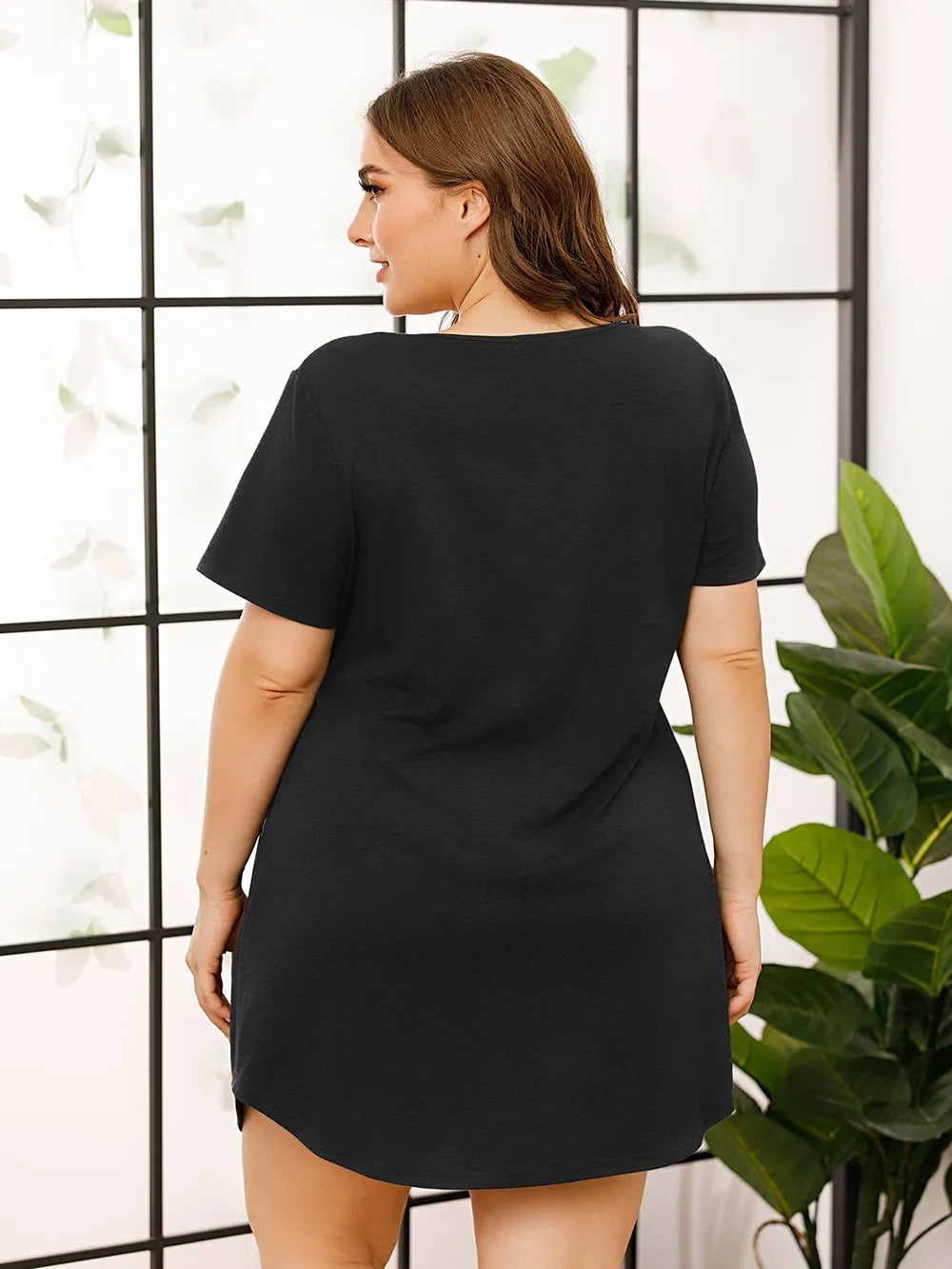 V-Neck Short Sleeve Lounge Dress - V.I.P Digital Presence