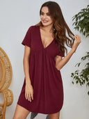 V-Neck Short Sleeve Lounge Dress - V.I.P Digital Presence