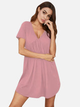 V-Neck Short Sleeve Lounge Dress - V.I.P Digital Presence